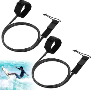 2 Pcs Surf Leash 6/7/8 ft Straight Surf Board Leashes 6/7mm Surfboard Leash Legrope Wrist Strap for Paddleboard, Shortboard, Longboard, Surfboards