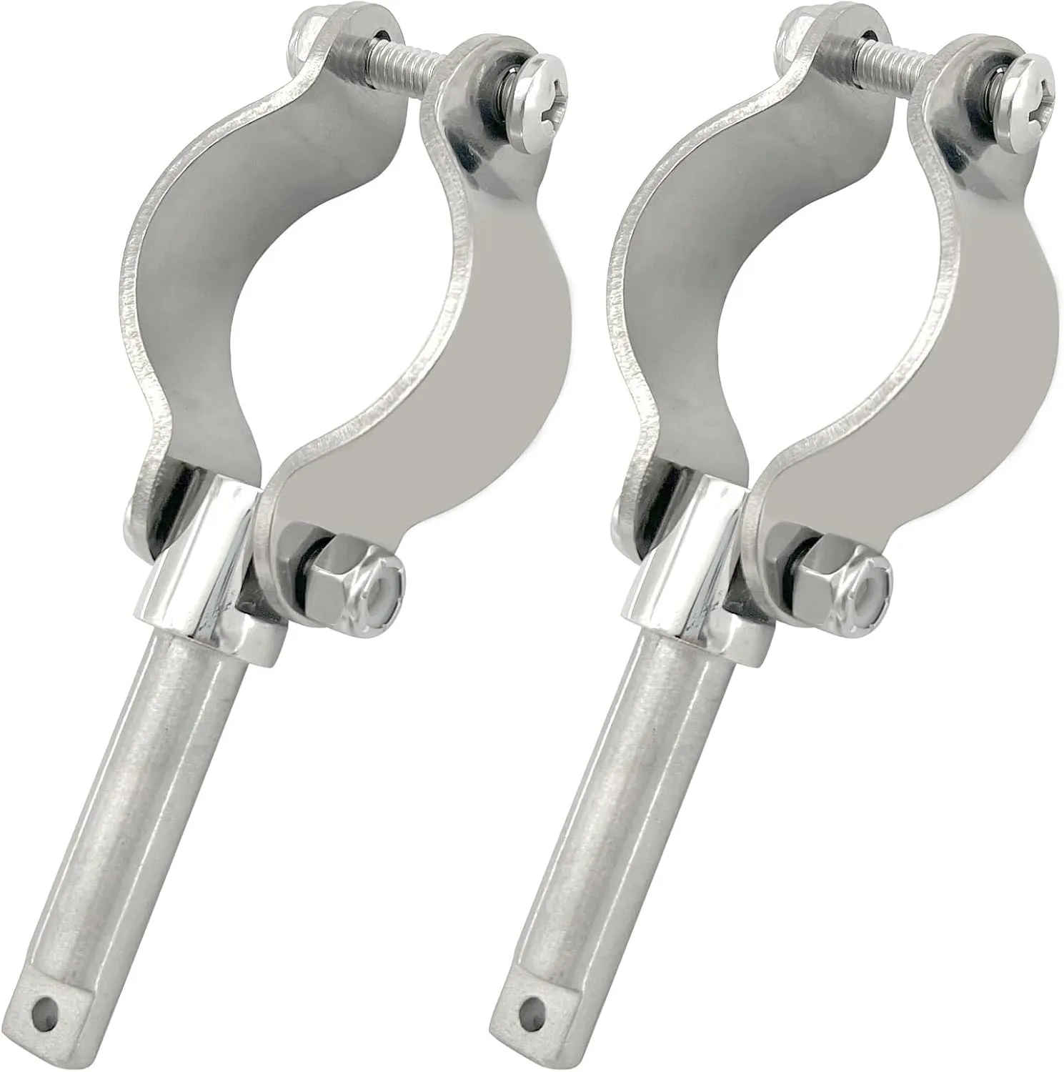 2Pcs Boat Stainless Steel Heavy Duty Clamp on Shaft Rowlock Oar Lock Side Mount Fine Finish for Raft Kayak