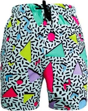 80s Bilayer for Men 90s Swim Shorts 80s Summer Party Hawaiian Beach Disco Shorts