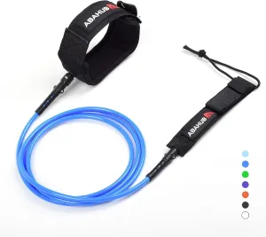 Abahub Premium Surfboard Leash, 6/7/8/9/10 ft, Straight Surf Board Leashes, 6/7mm Legrope Strap for Shortboard, Longboard