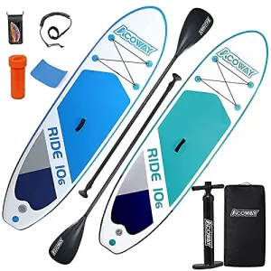 ACOWAY Inflatable Stand Up Paddle Board, 10'6 ×32"×6" - Paddle Boards for Adults & Youth, SUP Paddleboard Accessories with Backpack & Hand Pump - Bottom Fin Paddling Surf Control, Non-Slip Deck