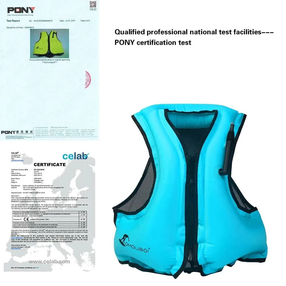 Adult Inflatable Life Jacket Swim Vest Snorkeling Floating Life Vest Swimming Drifting Surfing Water Sports Life Saving Jacket