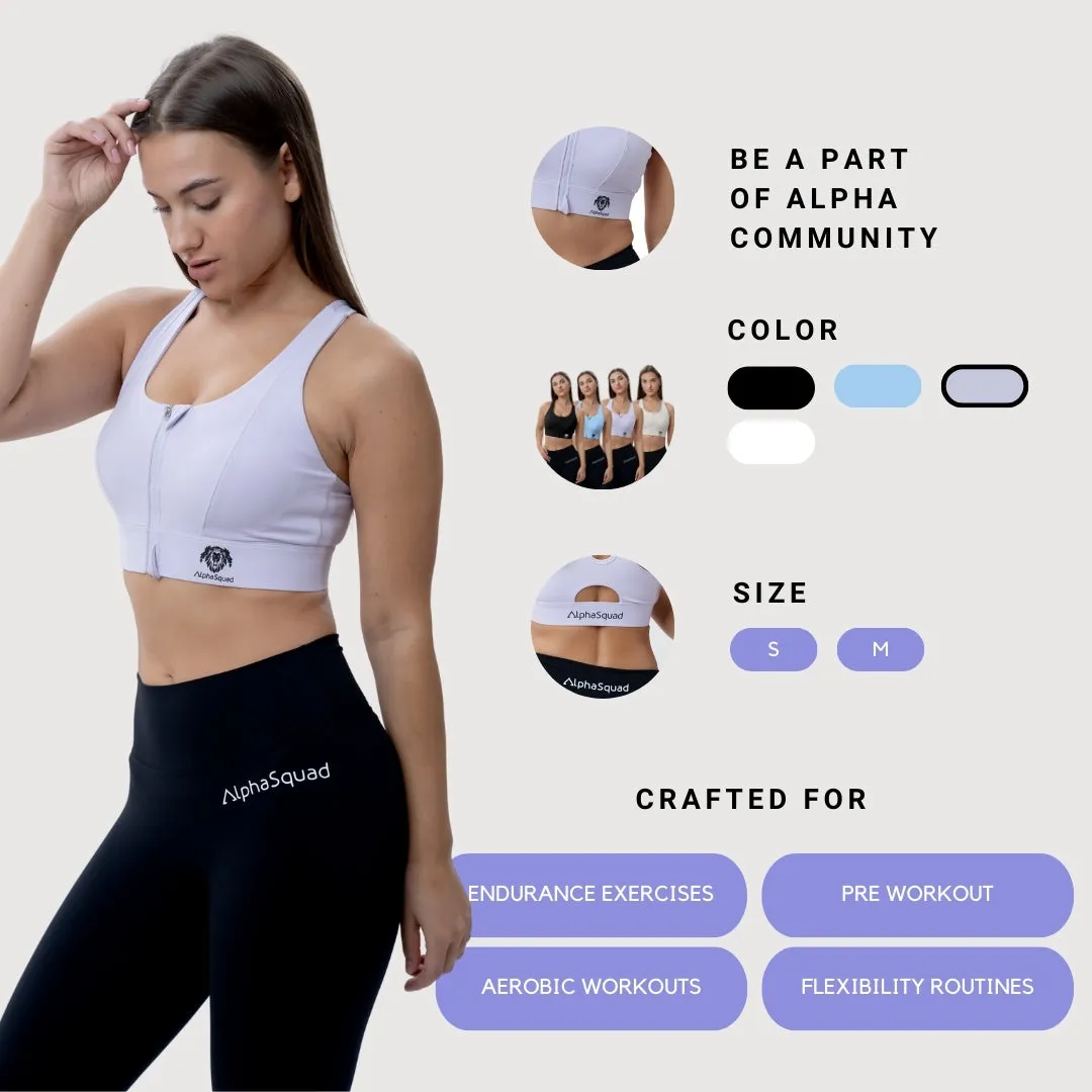 AlphaSquad Women's Front Zipper High Strength Shock Proof All-in-One Sports Vest for Gym, Running, Sports and Yoga