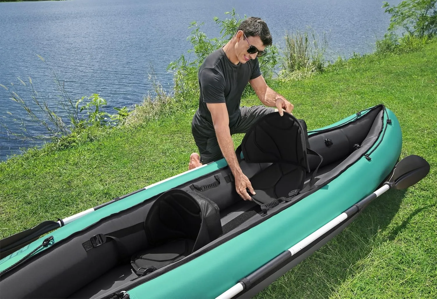 Bestway Hydro Force Inflatable Kayak Set | Includes Seat, Paddle, Hand Pump, Storage Carry Bag | Great for Adults, Kids and Families