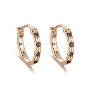 Black Spinel Gold Huggie Earrings - Celestial