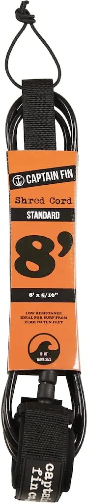 Captain Fin Shred Cord Standard Surfboard Leash - Black