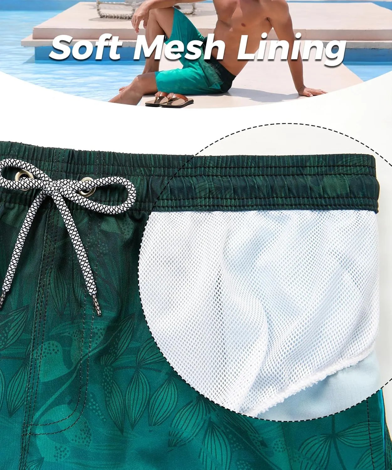 ELETOP Men's Swim Trunks Quick Dry Bathing Suit Swimming Board Shorts Mesh Lining Beach Swimwear