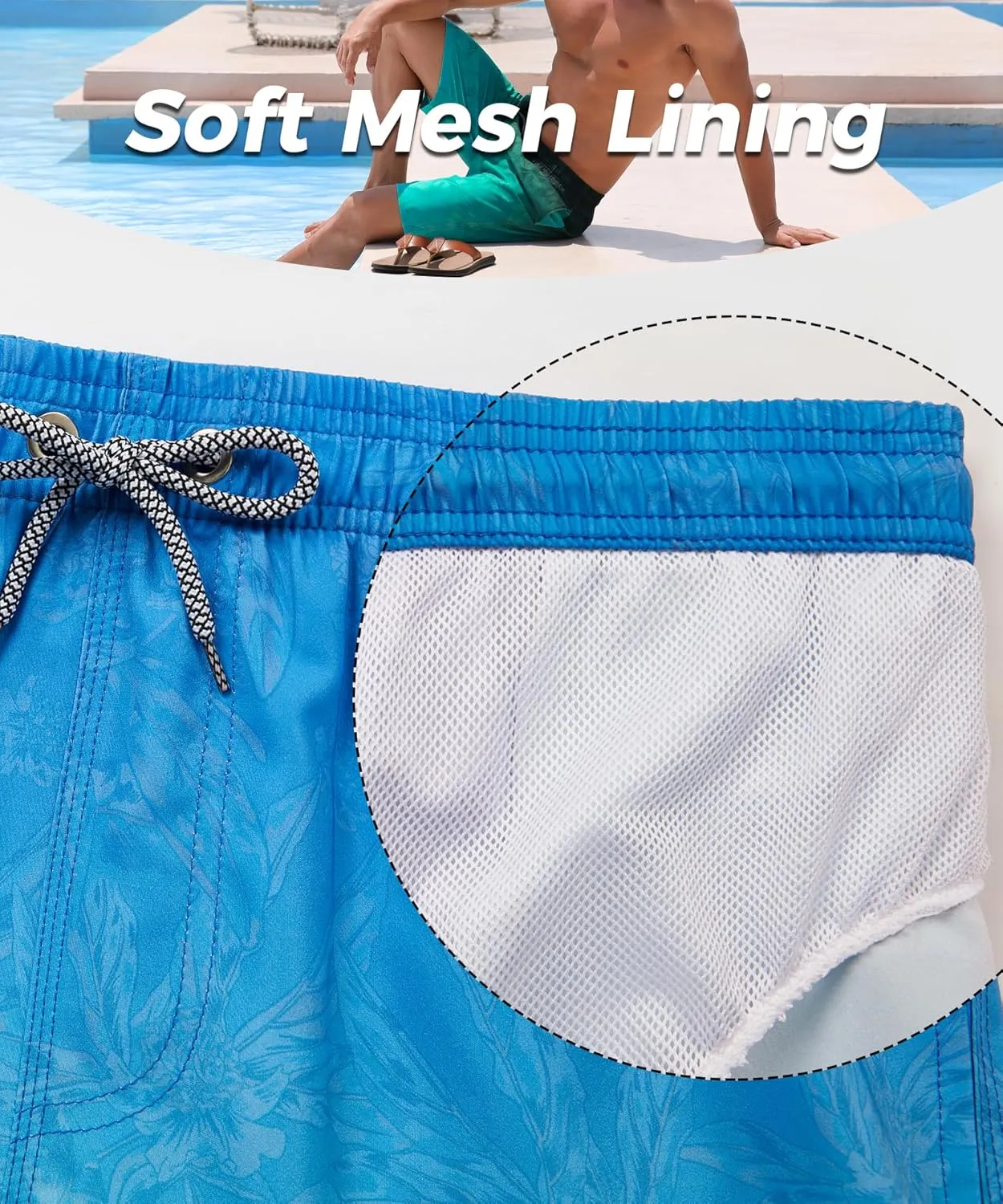 ELETOP Men's Swim Trunks Quick Dry Bathing Suit Swimming Board Shorts Mesh Lining Beach Swimwear
