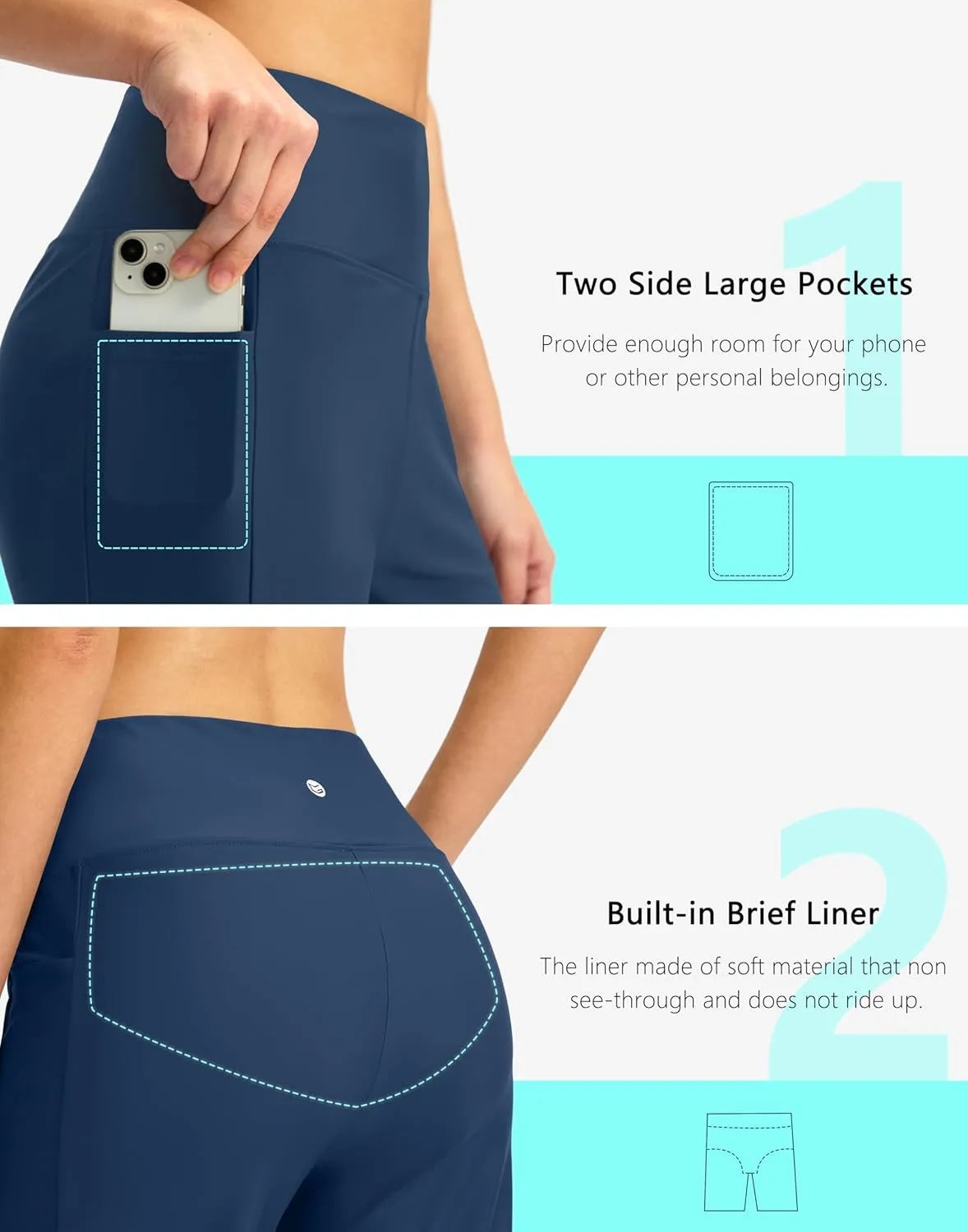 G Gradual Women's 11" Long Swim Board Shorts High Waisted Knee Length Beach Swimming Shorts for Women with Pockets Liner
