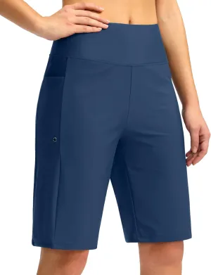 G Gradual Women's 11" Long Swim Board Shorts High Waisted Knee Length Beach Swimming Shorts for Women with Pockets Liner