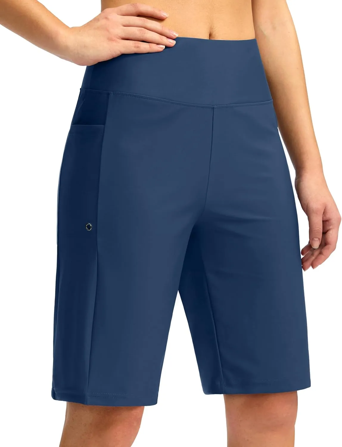 G Gradual Women's 11" Long Swim Board Shorts High Waisted Knee Length Beach Swimming Shorts for Women with Pockets Liner