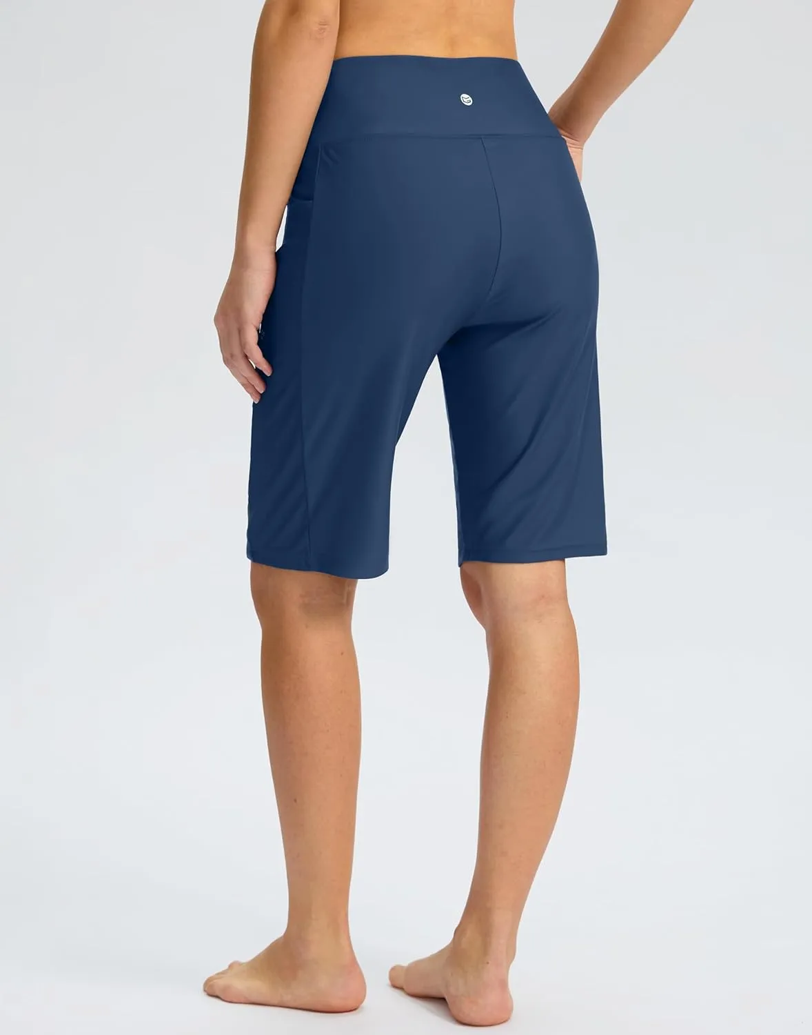 G Gradual Women's 11" Long Swim Board Shorts High Waisted Knee Length Beach Swimming Shorts for Women with Pockets Liner