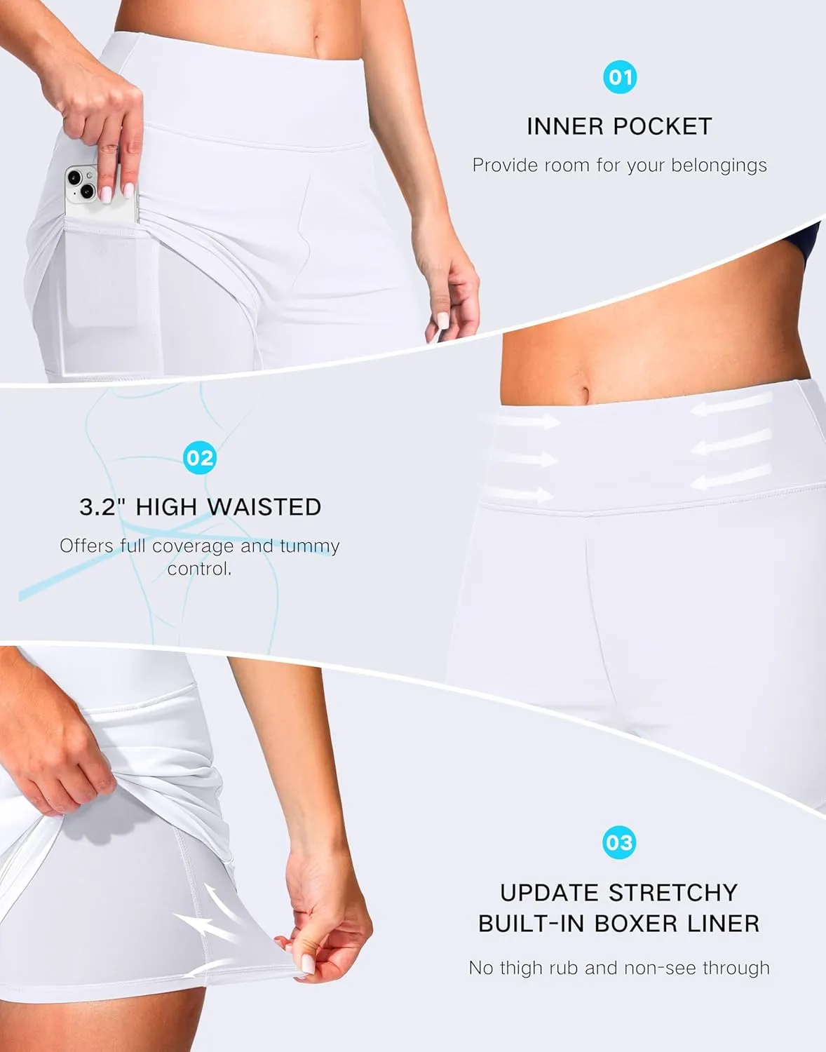 G Gradual Women's 4" Swim Board Shorts High Waisted Tummy Control Swimsuit Bathing Suit Bottoms for Women with Liner Pocket