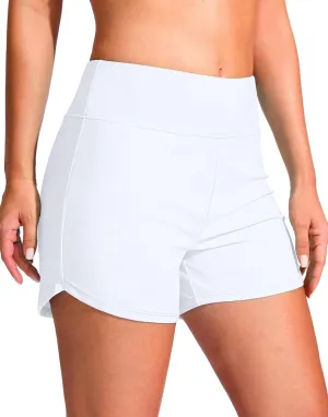 G Gradual Women's 4" Swim Board Shorts High Waisted Tummy Control Swimsuit Bathing Suit Bottoms for Women with Liner Pocket