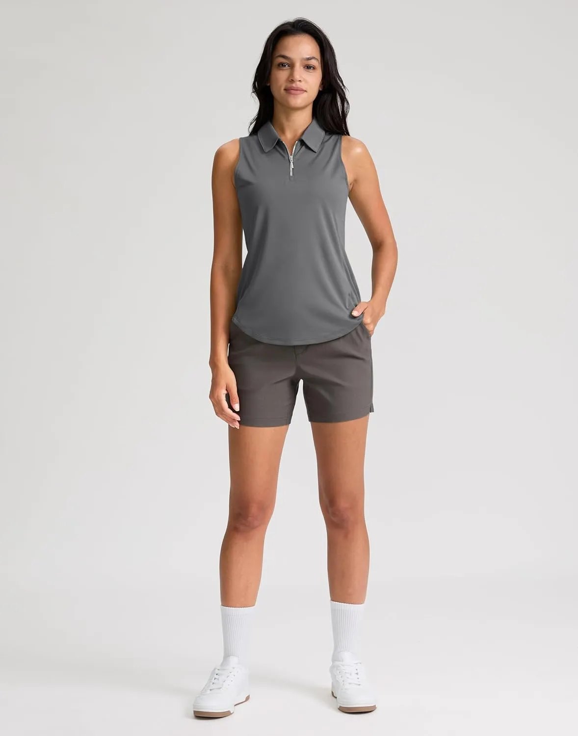 G Gradual Womens Golf Shirt Sleeveless Zip Up Polo Shirts for Women Collared Lightweight Tennis Athletic Tank Top