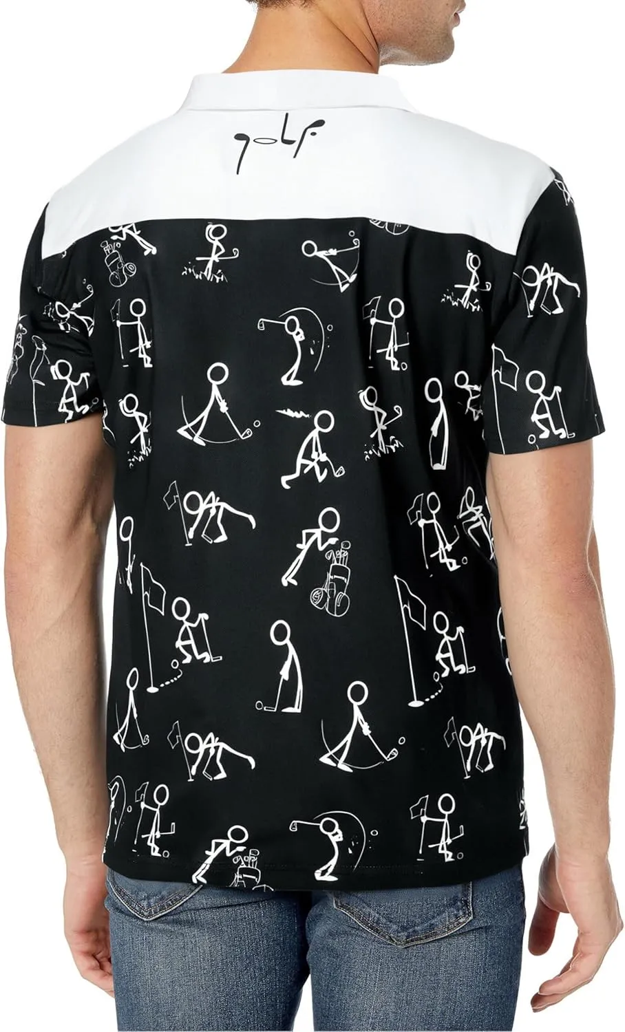 Golf Polos Shirts for Men Funny Print Short Sleeve Golf Shirt Performance Golf Polo Moisture Wicking Dry Fit Golf T-Shirts