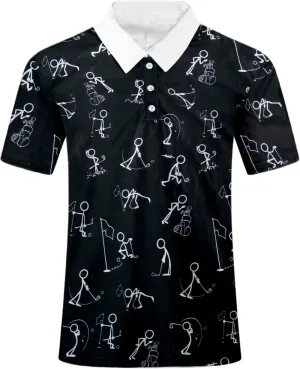 Golf Polos Shirts for Men Funny Print Short Sleeve Golf Shirt Performance Golf Polo Moisture Wicking Dry Fit Golf T-Shirts