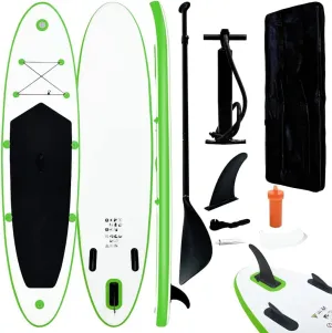 Inflatable Stand Up Paddle Board Set for Unforgettable Water Adventures, Easy to Transport & Sturdy Design, Green and White