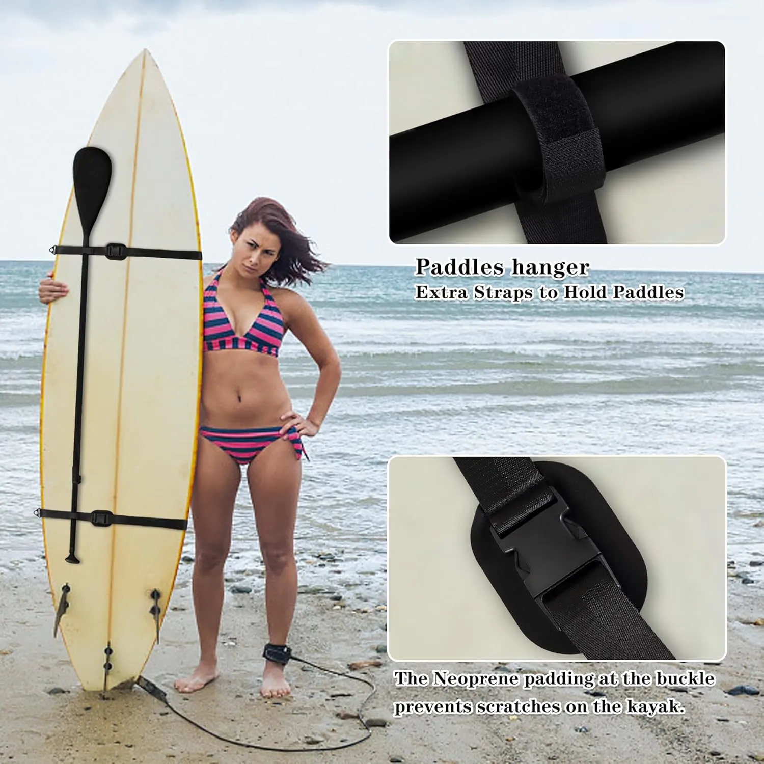 Kayak Surfboard Paddle Board Shoulder Strap Hands-Free SUP Carrying Adjustable Strap with Padded Sling Anti-scratch design