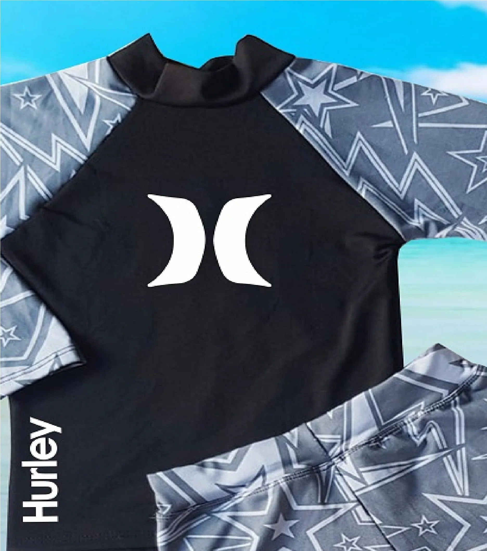 Kids Boys and Girls Rash Guard Rashie Swimwear - HURLEY