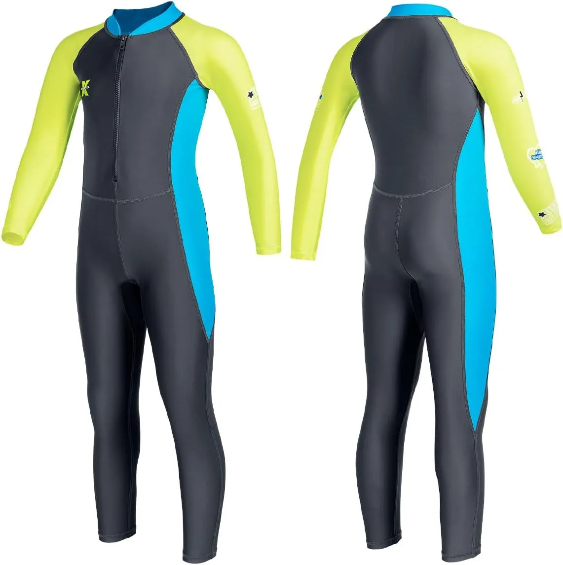 Kids Full Body Swimsuit One Piece Long Sleeve Wetsuit Skin Sun Protection Sunsuit Swimwear for Boys Girls