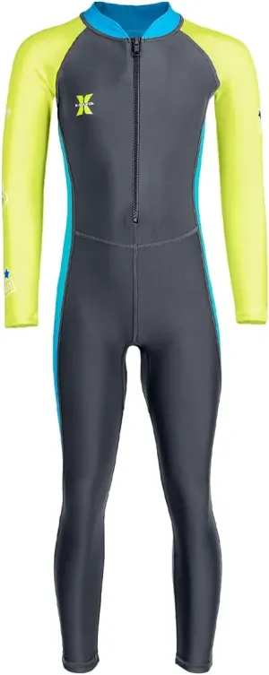 Kids Full Body Swimsuit One Piece Long Sleeve Wetsuit Skin Sun Protection Sunsuit Swimwear for Boys Girls