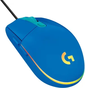 Logitech G203 Wired Gaming Mouse, 8,000 DPI, Rainbow Optical Effect LIGHTSYNC RGB, 6 Programmable Buttons, On-Board Memory, Screen Mapping, PC/Mac Computer and Laptop Compatible - Blue
