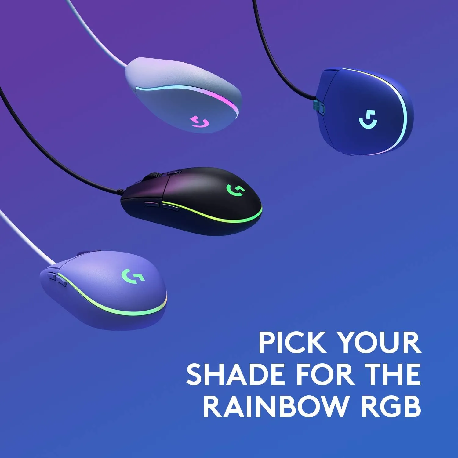 Logitech G203 Wired Gaming Mouse, 8,000 DPI, Rainbow Optical Effect LIGHTSYNC RGB, 6 Programmable Buttons, On-Board Memory, Screen Mapping, PC/Mac Computer and Laptop Compatible - Blue