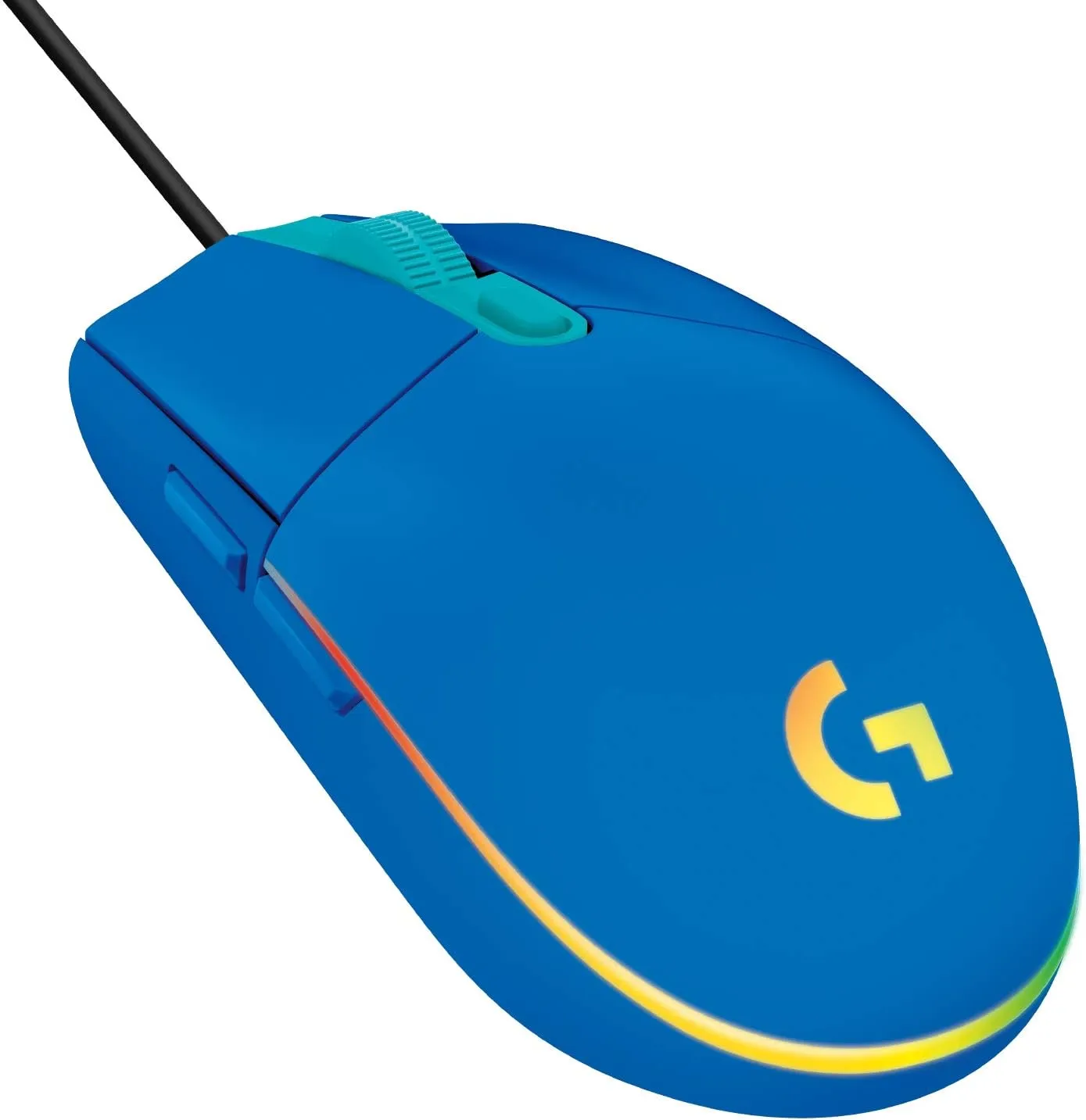 Logitech G203 Wired Gaming Mouse, 8,000 DPI, Rainbow Optical Effect LIGHTSYNC RGB, 6 Programmable Buttons, On-Board Memory, Screen Mapping, PC/Mac Computer and Laptop Compatible - Blue