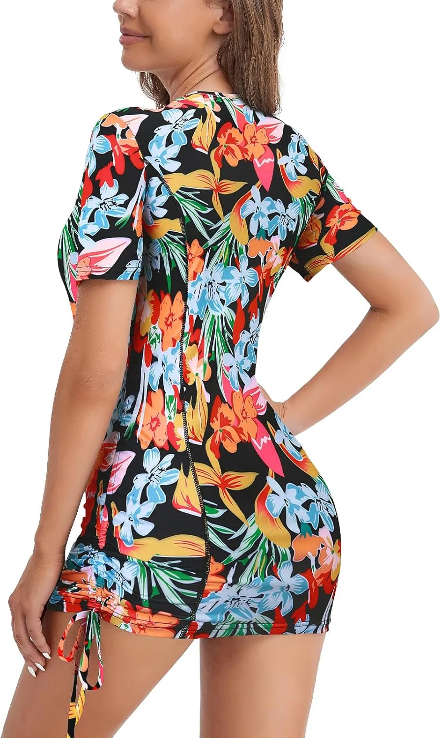 LURANEE Womens Short Sleeve Rash Guard Shirts UPF 50  Side Adjustable Wetsuit Swimsuit Top S-XXL