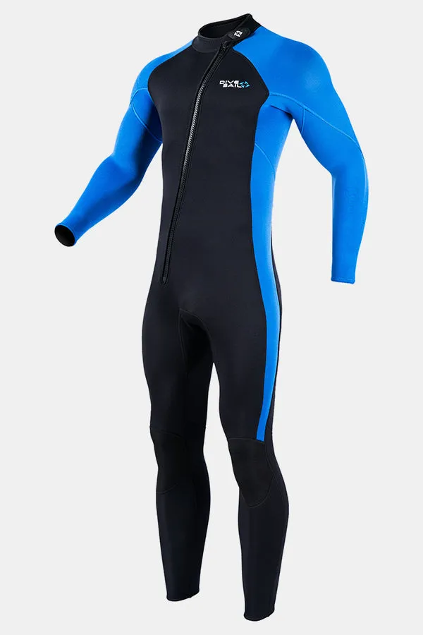 Men's Long Sleeve One-Piece Blue Wetsuit for Sun Protection