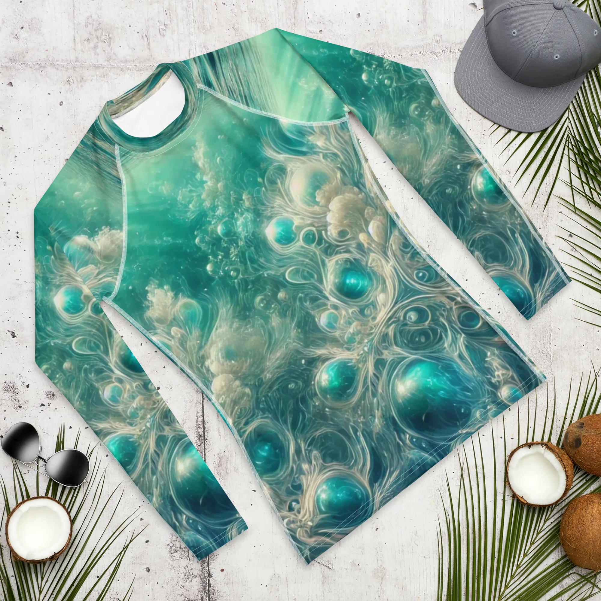 Men's Rash Guard Bahamas Green Surreal