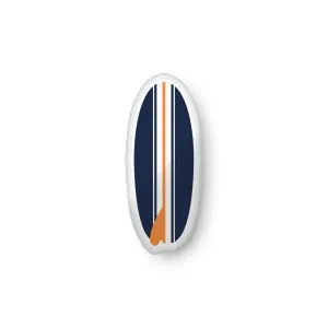Orange, White and Navy Blue Surfboard Shaped Throw Pillow