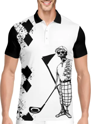 PAGYMO Funny Golf Shirts for Men Crazy Print Moisture Wicking Performance Short Sleeve Athletic Mens Polo Shirt