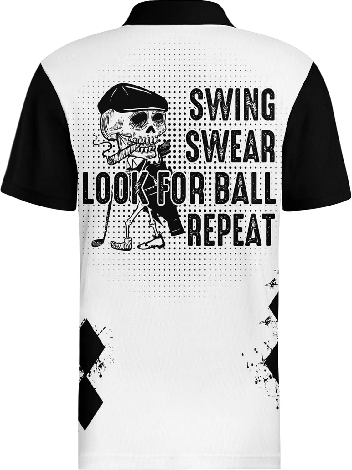 PAGYMO Funny Golf Shirts for Men Crazy Print Moisture Wicking Performance Short Sleeve Athletic Mens Polo Shirt