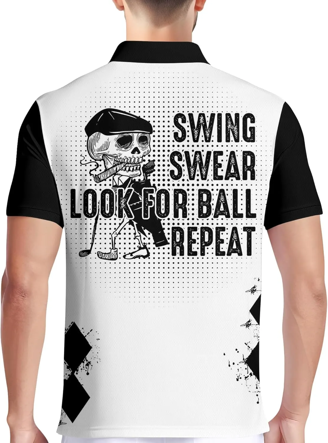 PAGYMO Funny Golf Shirts for Men Crazy Print Moisture Wicking Performance Short Sleeve Athletic Mens Polo Shirt