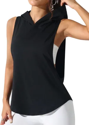 Remidoo Women's Sleeveless Hoodies Workout Tank Tops Activewear Open Side Shirts