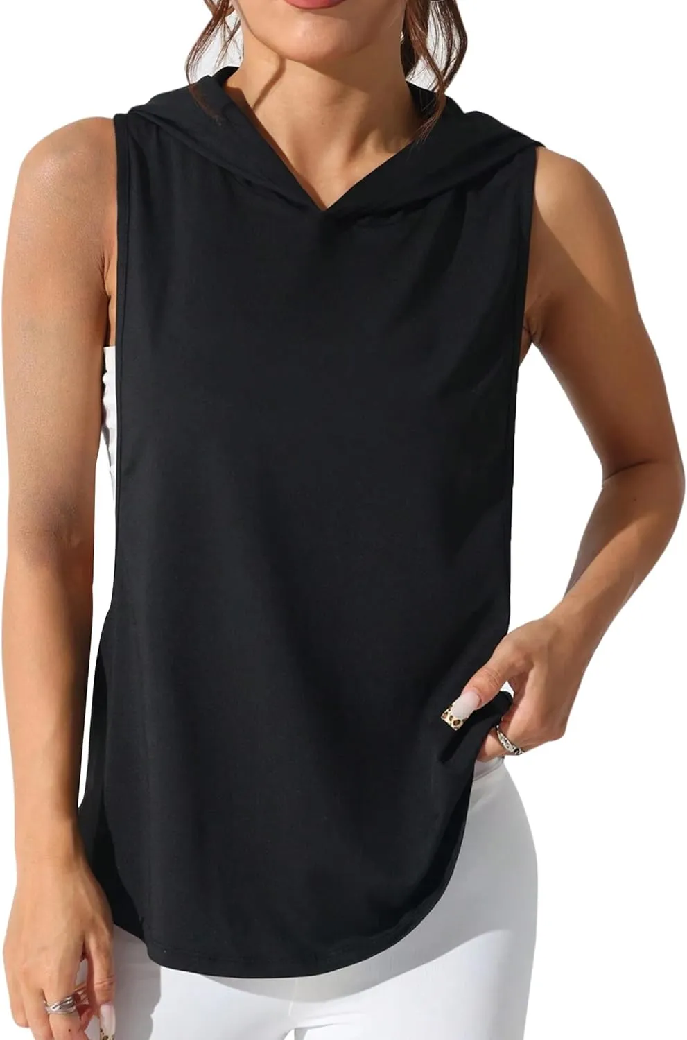 Remidoo Women's Sleeveless Hoodies Workout Tank Tops Activewear Open Side Shirts