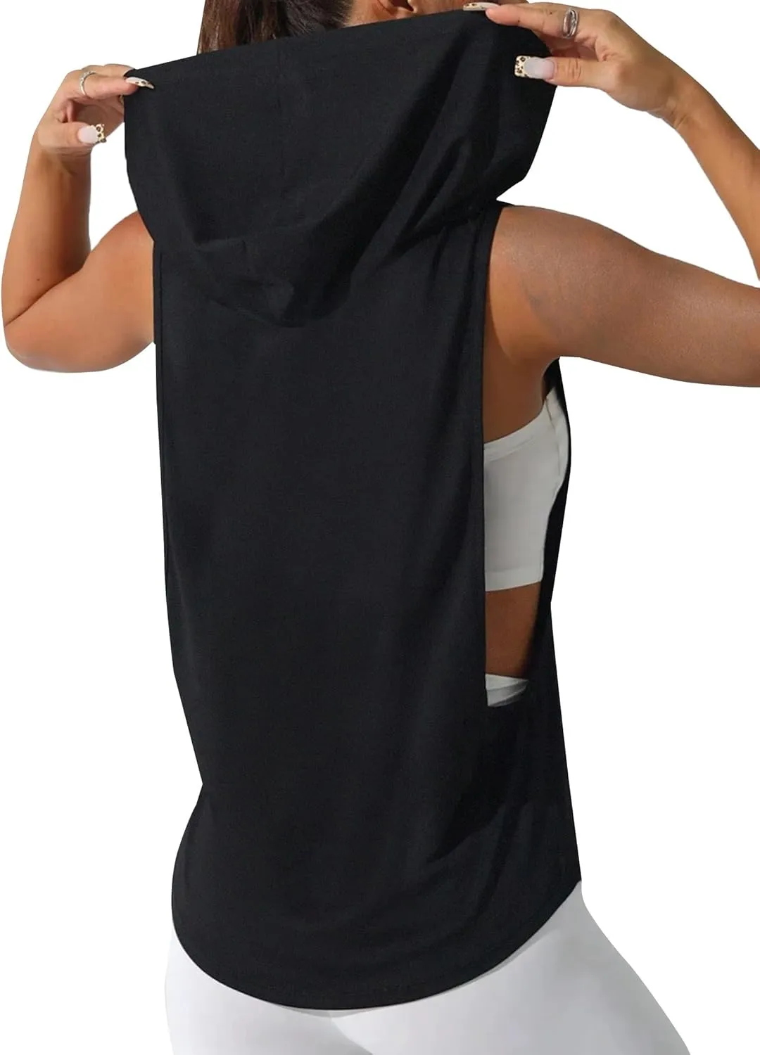Remidoo Women's Sleeveless Hoodies Workout Tank Tops Activewear Open Side Shirts
