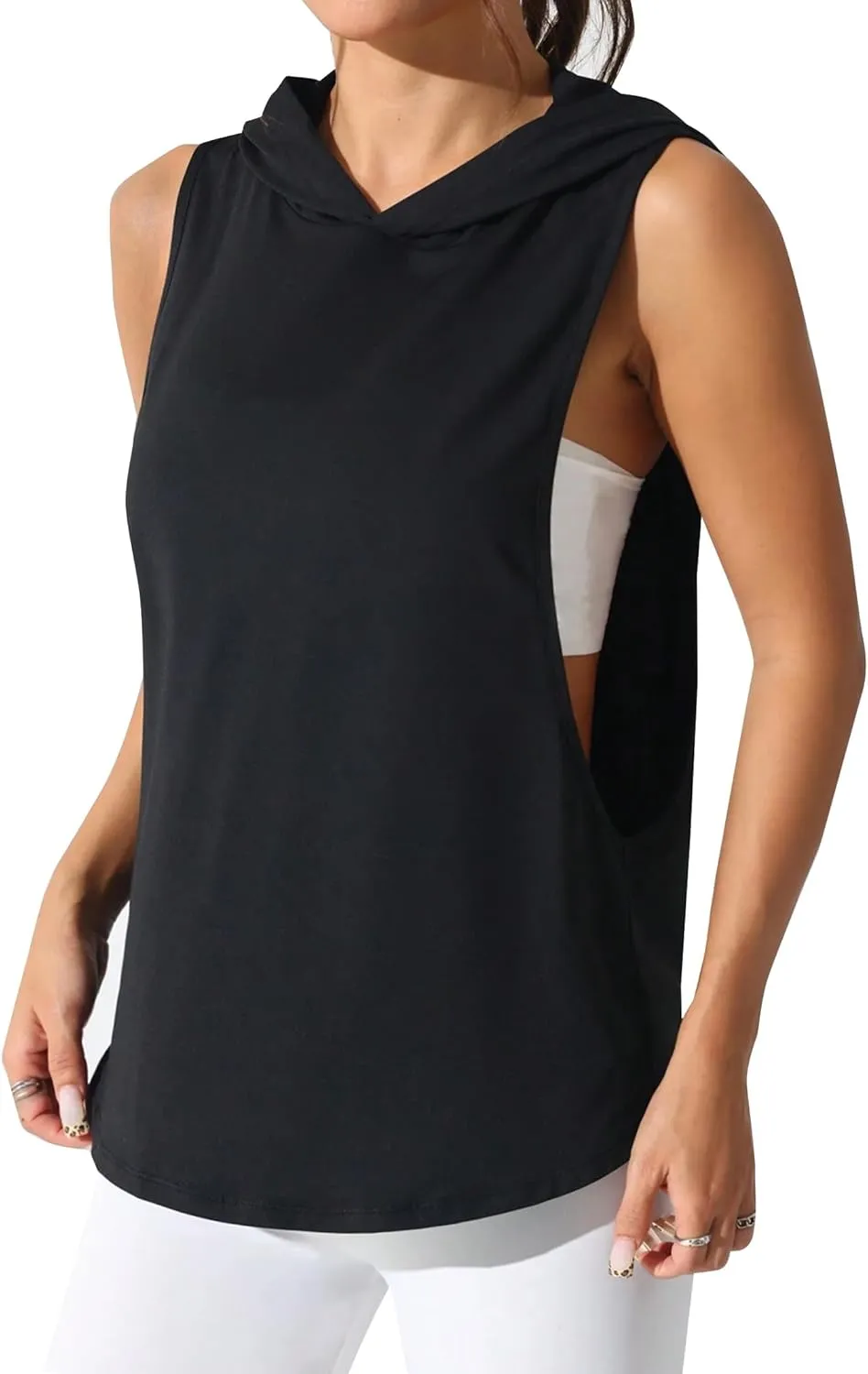 Remidoo Women's Sleeveless Hoodies Workout Tank Tops Activewear Open Side Shirts