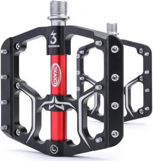 Road/Mountain Bike Pedals - 3 Bearings 9/16 Aluminum Alloy Bicycle Pedals - Mountain Bike Pedal with Removable Anti-Skid Nails