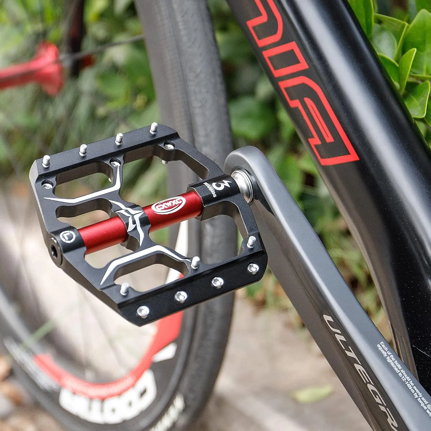 Road/Mountain Bike Pedals - 3 Bearings 9/16 Aluminum Alloy Bicycle Pedals - Mountain Bike Pedal with Removable Anti-Skid Nails