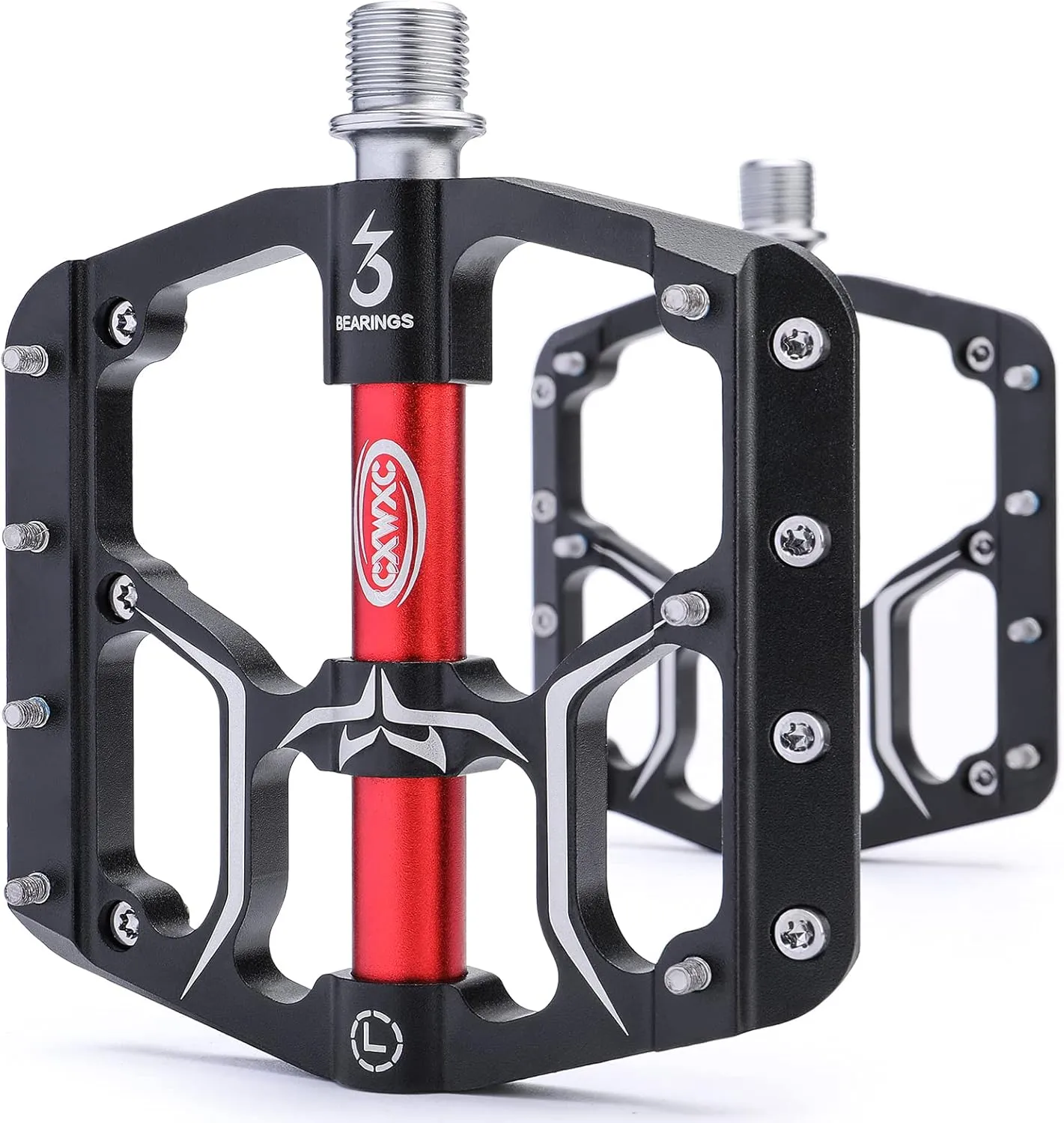 Road/Mountain Bike Pedals - 3 Bearings 9/16 Aluminum Alloy Bicycle Pedals - Mountain Bike Pedal with Removable Anti-Skid Nails