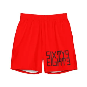 Sixty Eight 93 Logo Black & Red Men's Swim Trunks