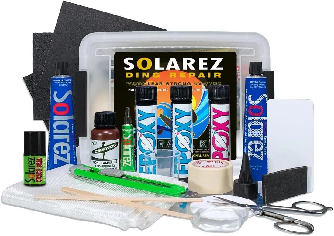 SOLAREZ UV Cure SUP Epoxy Pro Travel Kit - Epoxy Surfboard Repair Kit ~ Cures 3 min in The Sun! Epoxy Surfboard Repair, SUP Repair, Epoxy Wakeboard Repair, Low Odor ~ Eco Friendly, Made in The USA!