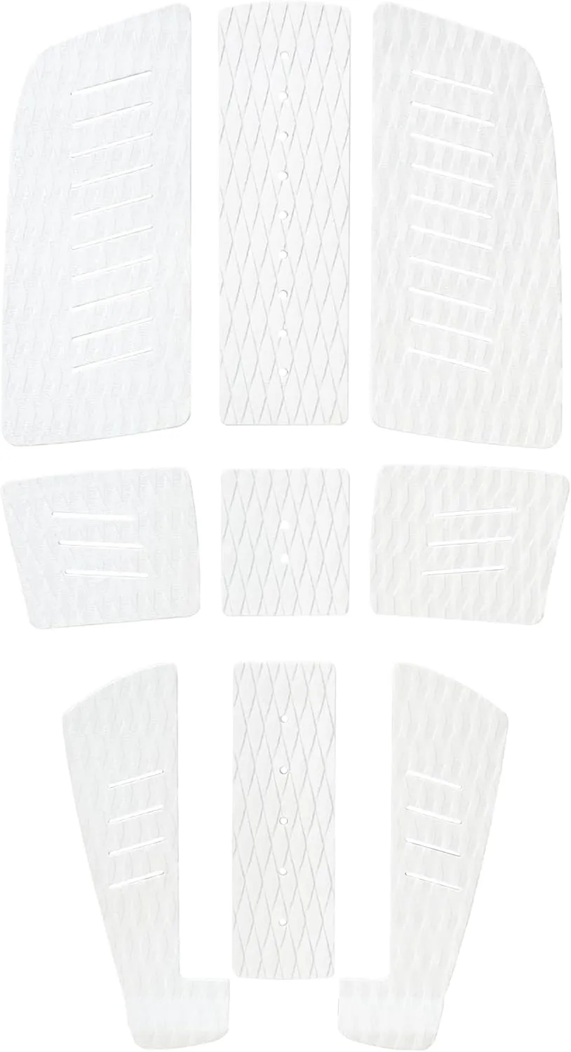 Surfboard Traction Pads Set, 9 Pieces EVA Pads for Front and Back, Adjustable with 3 Adhesive, Fits All Board Sizes (black-A)