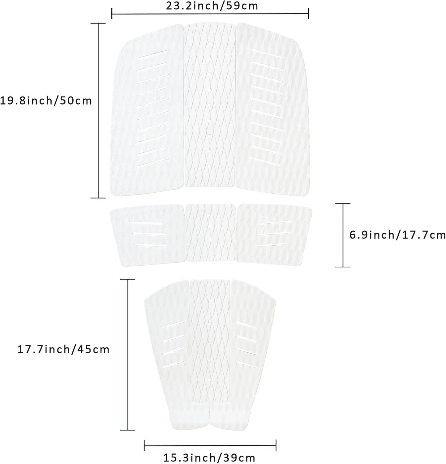 Surfboard Traction Pads Set, 9 Pieces EVA Pads for Front and Back, Adjustable with 3 Adhesive, Fits All Board Sizes (black-A)