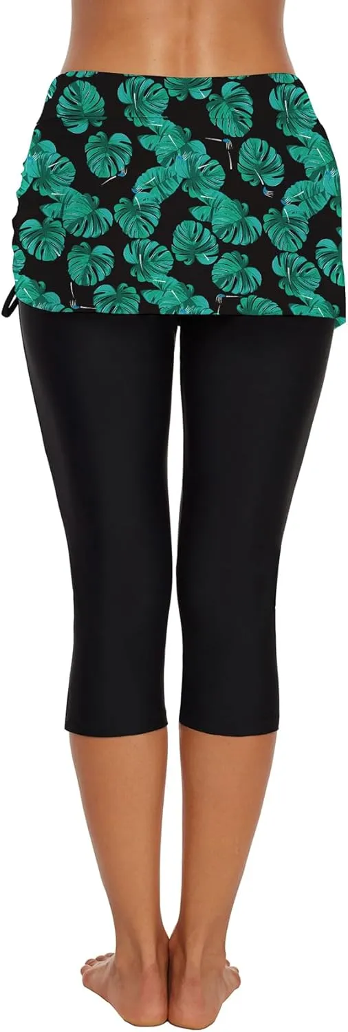 Swimming Water Pants Skirted Swim Shorts Cropped Capri Surf Leggings Wetsuit Pants UV Boardshorts for Women