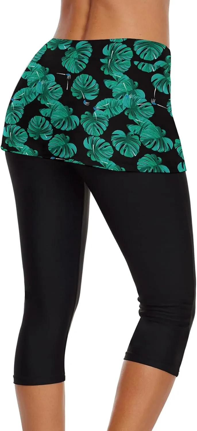 Swimming Water Pants Skirted Swim Shorts Cropped Capri Surf Leggings Wetsuit Pants UV Boardshorts for Women