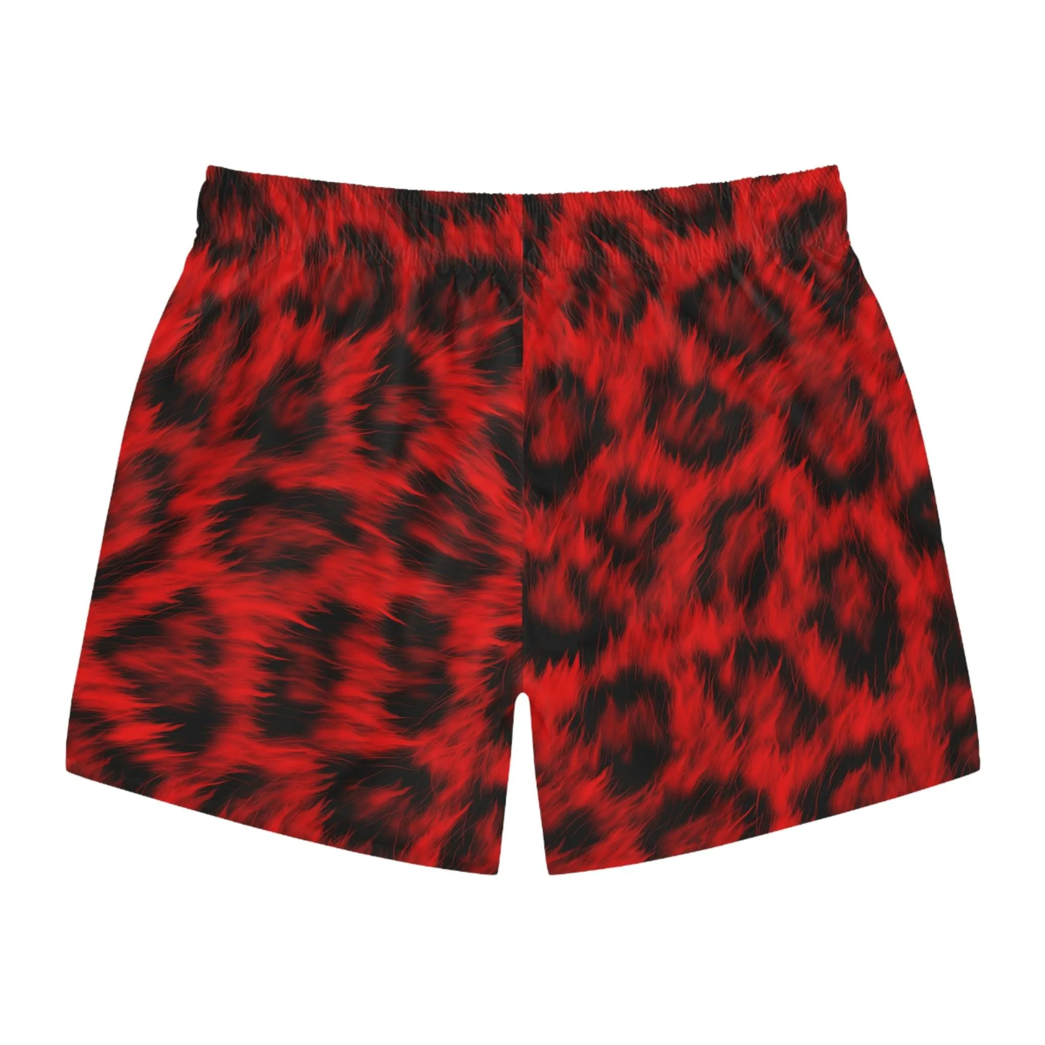 Ultra Realistic Red Leopard Fur Swim Trunks